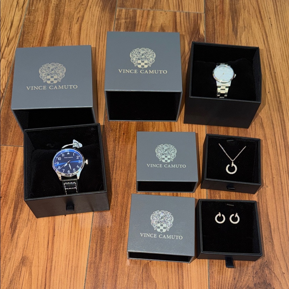 Vince Camuto Blue and Silver Watch with Jewelry Set